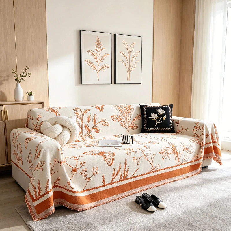 Chenille L‑Shaped Sofa Towel Non‑Slip Thick Couch Cover Universal Sectional Sofa Protector Four Seasons for Living Room Home