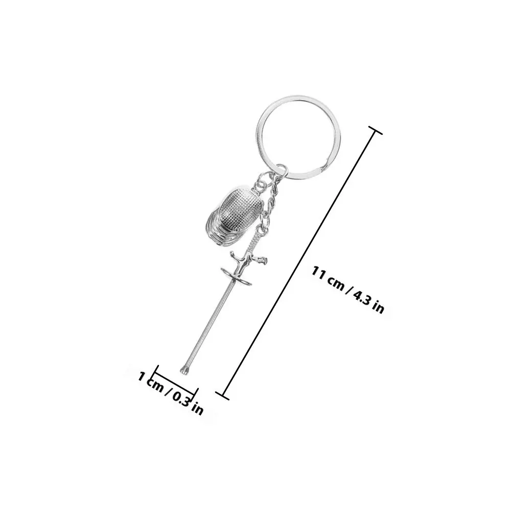 2Pcs Fencing Swords Keychain Memento Fencing Fan Sports Souvenir Present Car Key Holder Purse Hanging