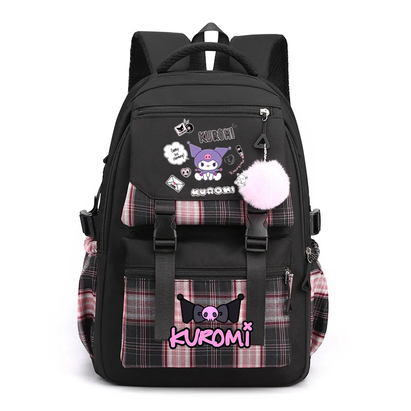 Lovely Kuromi Melody Backpacks Cosplay Plaid Women Men multi-pocket Lightweight School Bags Travel Ins Capacity Laptop Mochilas