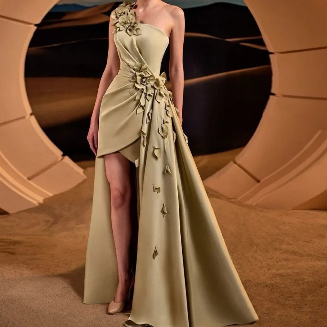 

Sexy High Slit Floral Appliques Formal Evening Dresses Croatia Glamorous Strapless Women's Evening Dress Customized