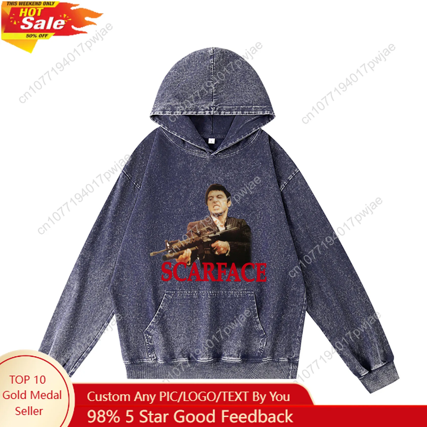 

Scarface Shorts Hot Movie Tony Montana Hoodie Hooded Sweatshirt Men Woman Vintage Pullover Sweatshirt With Pocket Customized Top