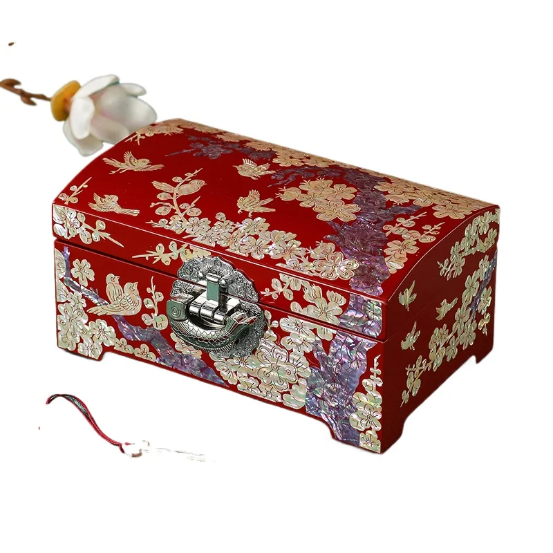 صندوق مجوهرات فاخر، علبة هدايا زفاف خشبية راقية، حامل زينة خطوبة الزفاف، صندوق تخزين مزخرف #6