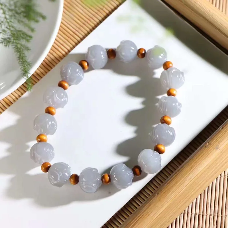 Natural Hetian Jade Qinghai Old Material Purple Bracelet