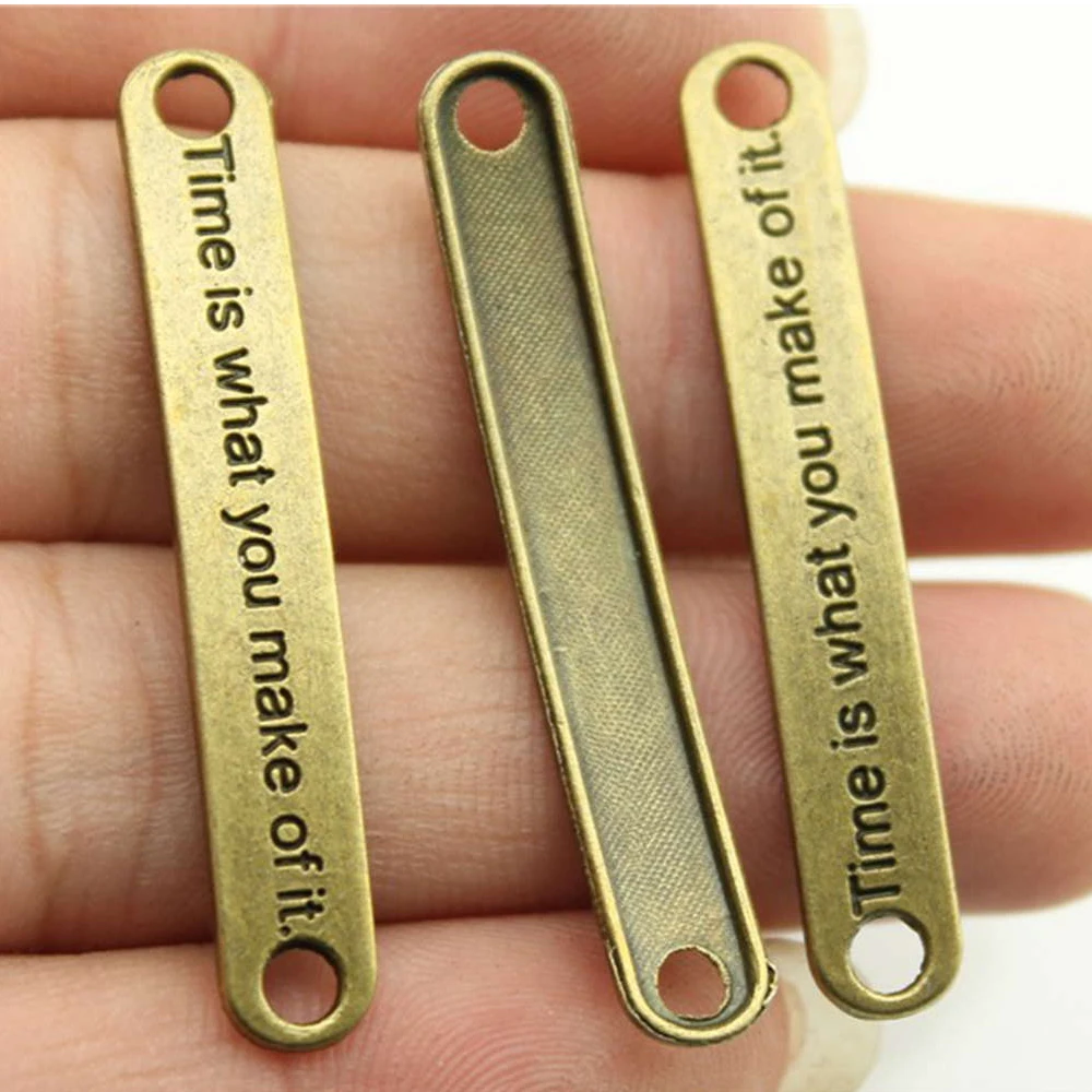 WYSIWYG 10pcs 45x7mm Time Is What You Make Of It Connector Charms For Bracelet Making