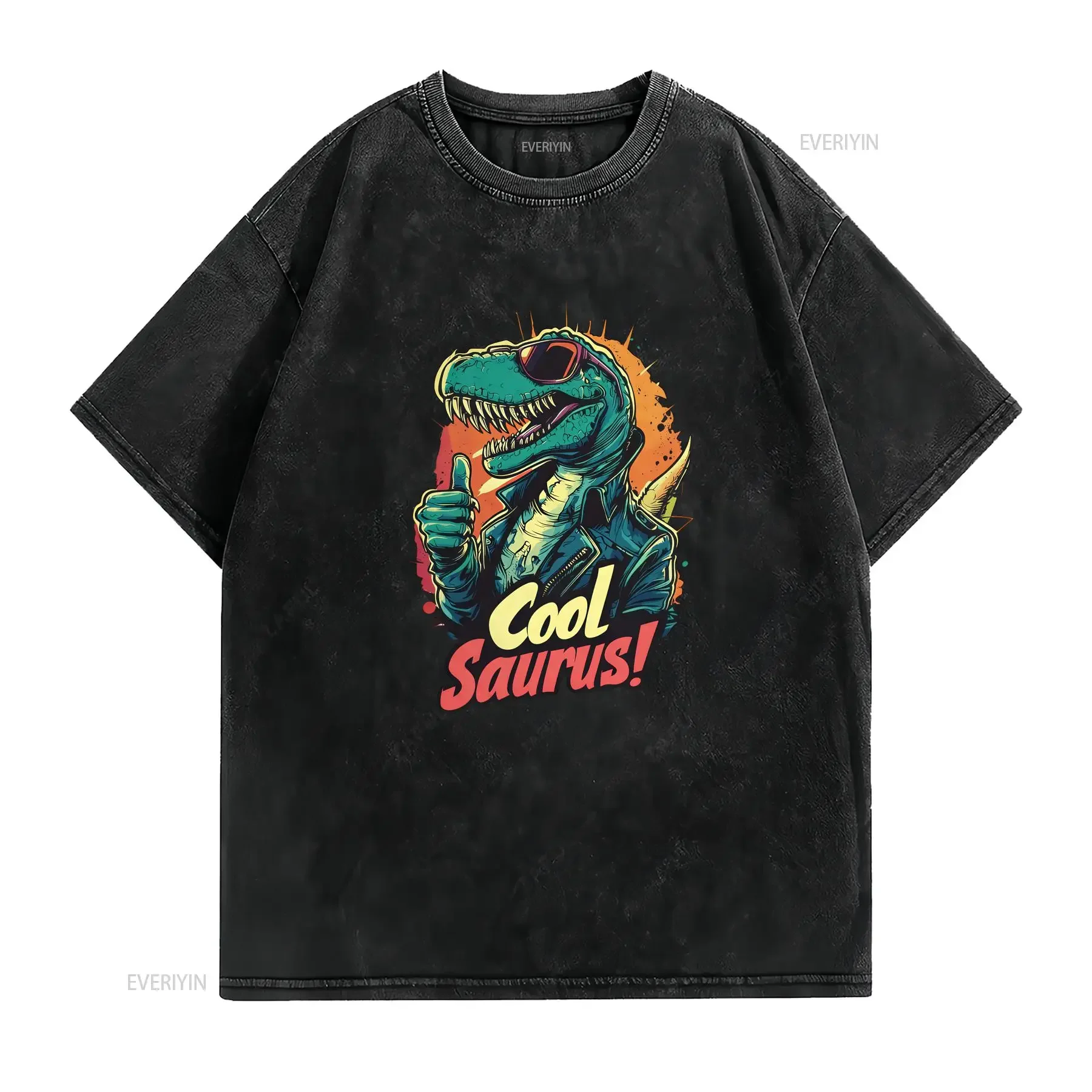 Retro Dinosaur T Shirt Cool Saurus Thumbs Up Funny Print Lover ArT vintage Washed Comfortable Slightly designer clothes graphic