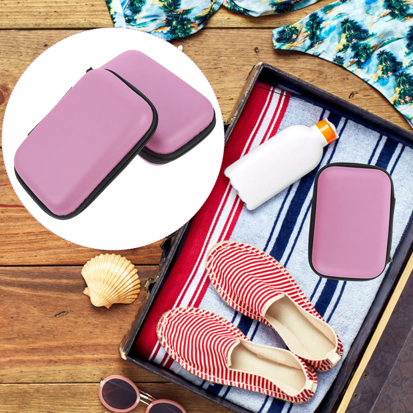 2Pcs Digital Accessories Storage Bag Waterproof PU Electronic Organizer Travel Cable Case Earphone Data Line Storage