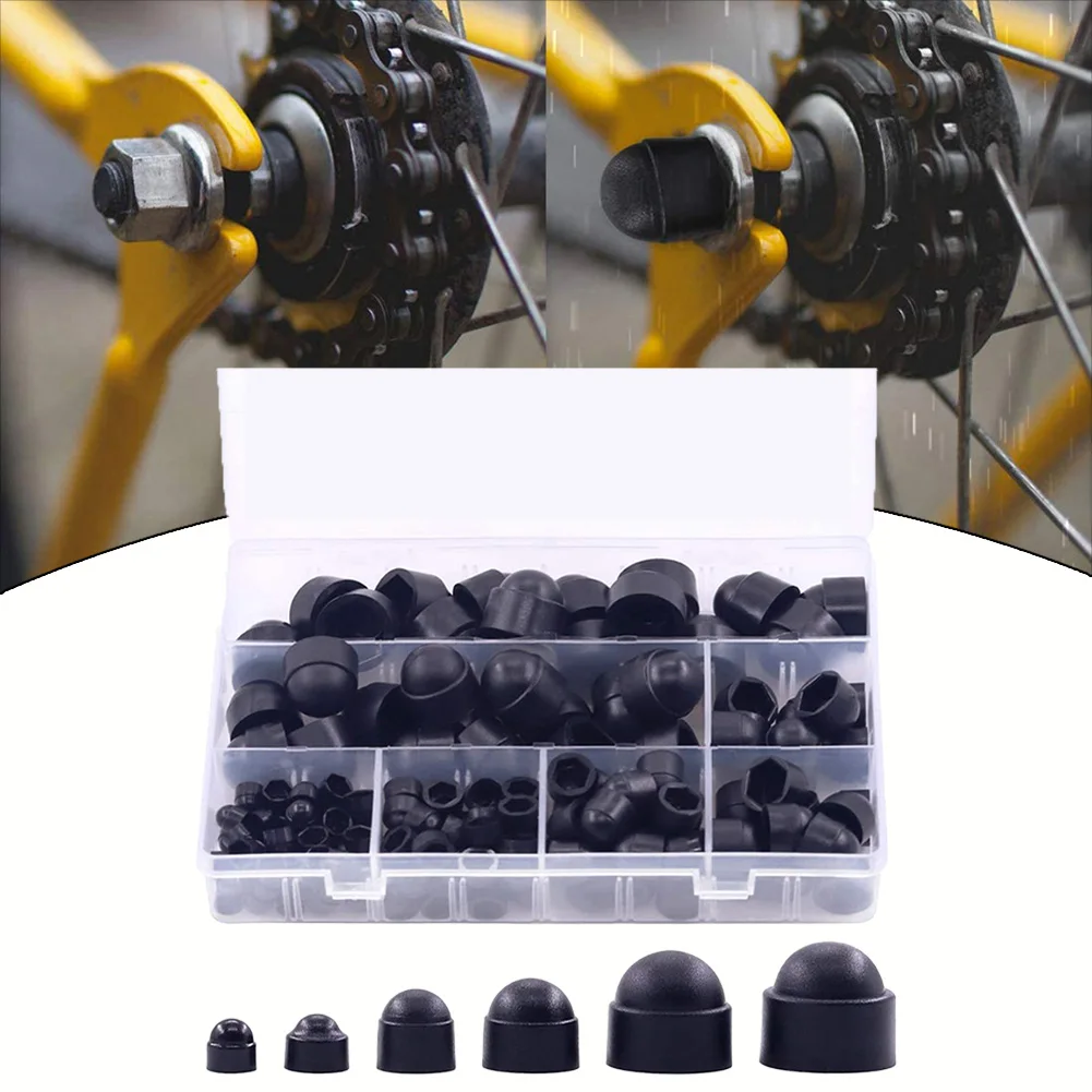 

160pcs/set Black Nylon Domed Hex Nut Cover Plastic Nut Cover For Hex Screw Protection 20x13x4cm High Quality PA66 Material