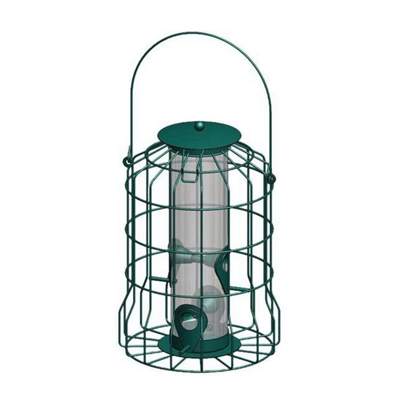 Bird Deterrent Feeder Rust-Proof Hanging Bird Feeder Cage For Garden Backyard Squirrel-Proof Wild Bird Feeder