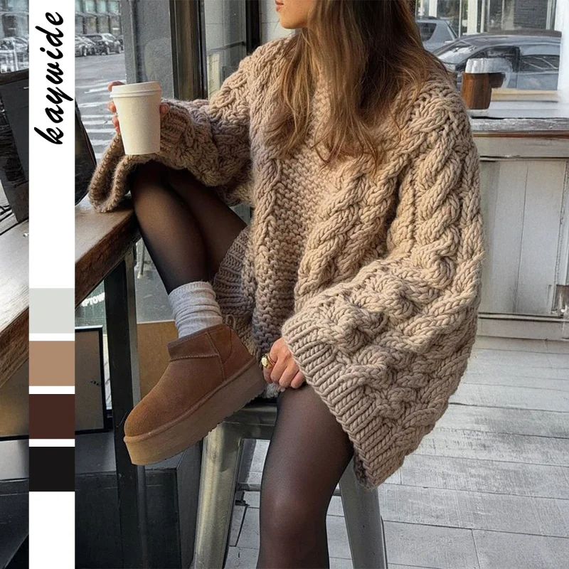 

Casual Holiday Woolen Long-sleeved Coat Sweater for Women 2025 Autumn and Winter