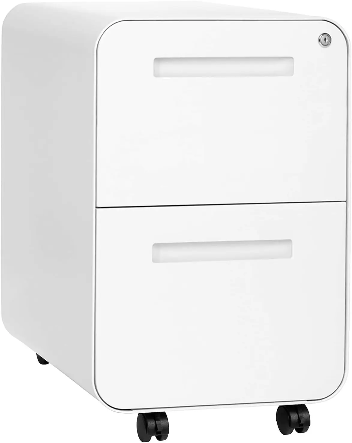 Stockpile 2 Drawer Mobile File Cabinet with Lock - Under Desk Metal Filing Cabinet, Legal/Letter File Folders, Wheels and Statio