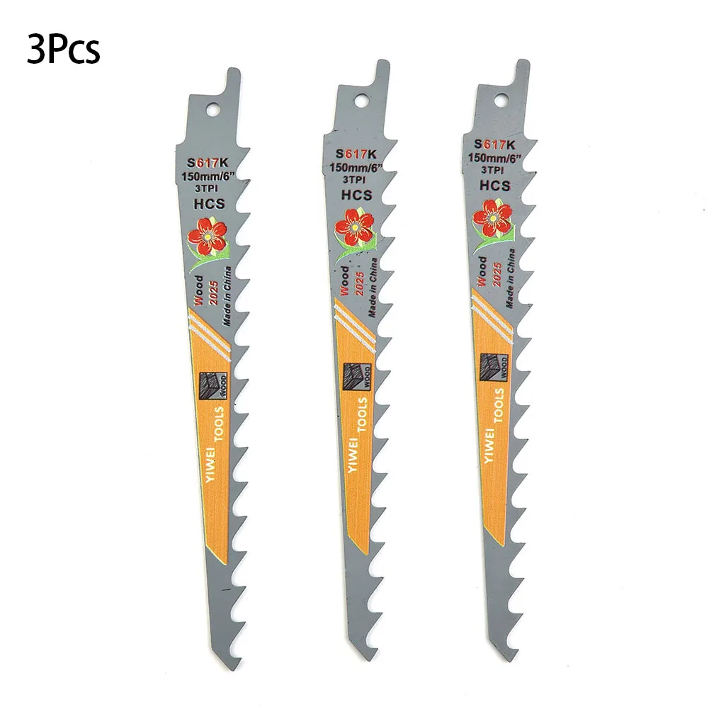 3pcs 3TPI HCS Reciprocating Saw Blades 150mm 6 Inches Durable-Saw Blades HCS Saber Saw Handsaw Multi Saw Blade For Cutting Wood