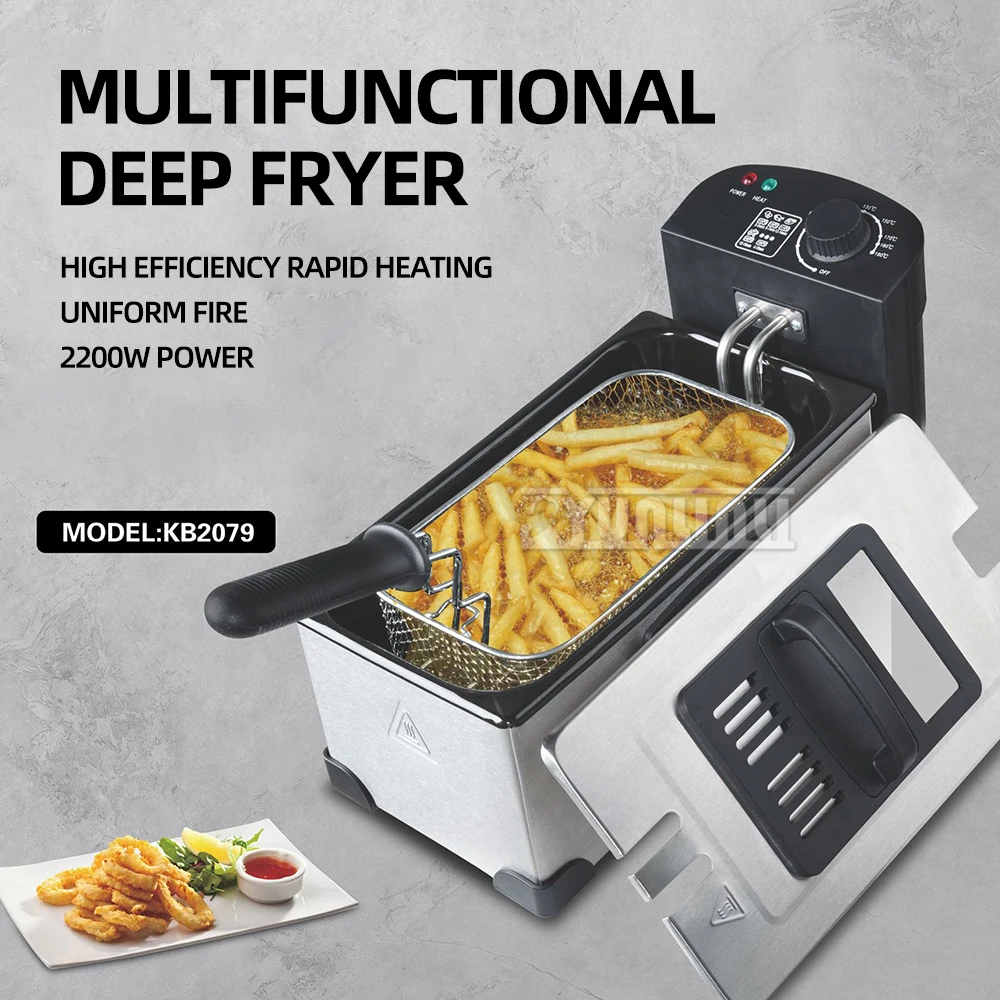 

3L Automatic Electric Fryer 2000W Household Multifunctional Frying Machine Cooking Pot BBQ Tool