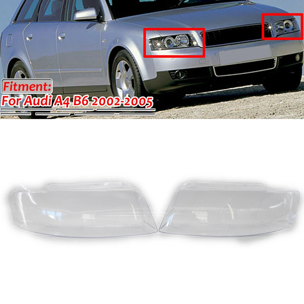 

1Pair Car Headlight Head Lamp Cover Clear Headlamp Lens Replacement Left Right For Audi A4 B6 2002 2003 2004 2005