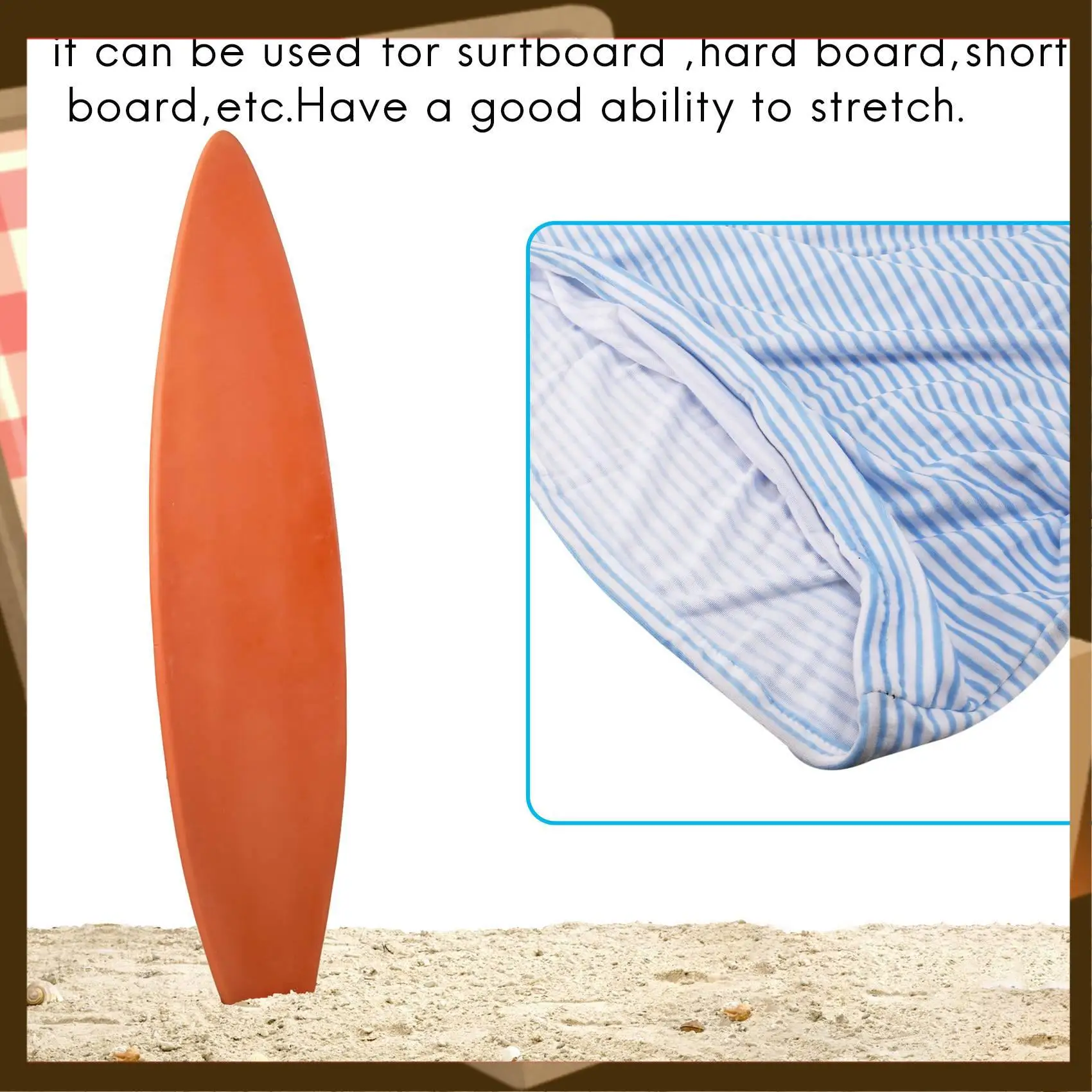 

Чехол для носков для доски для серфинга, 6 футов, синие и белые полосы, защитная сумка для доски для серфинга, чехол для хранения-AA85