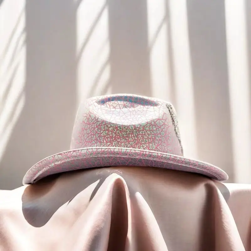 HongLuan بريق زي قبعة الكبار وقبعات رعاة البقر حجر الراين للمرأة، كاوبوي تأثيري الإناث الملحقات وقبعة راعية البقر