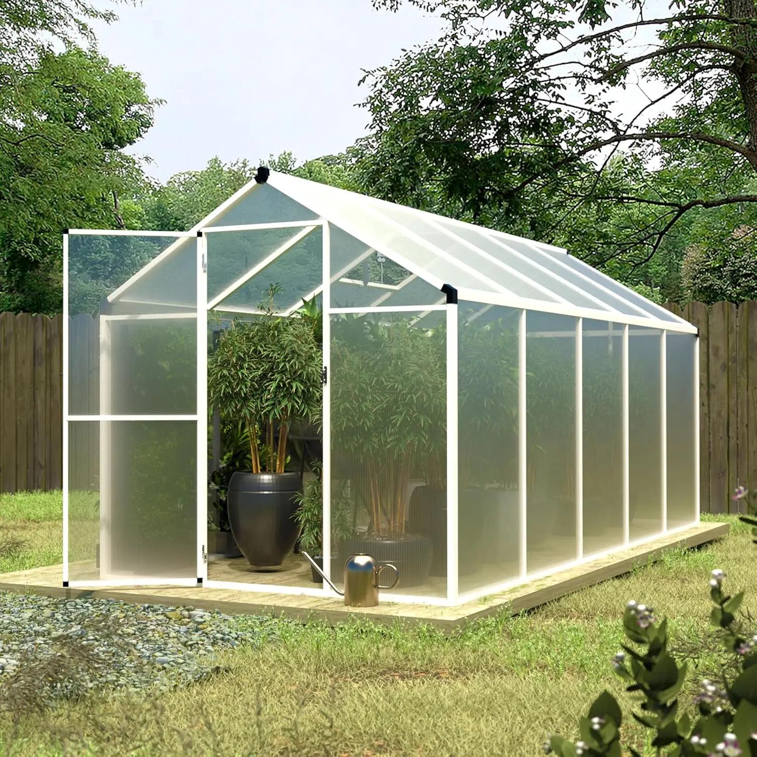 6x10ft Polycarbonate Greenhouse with Adjustable Vent & Aluminum Rivet Frame for Yard & Garden, Customized