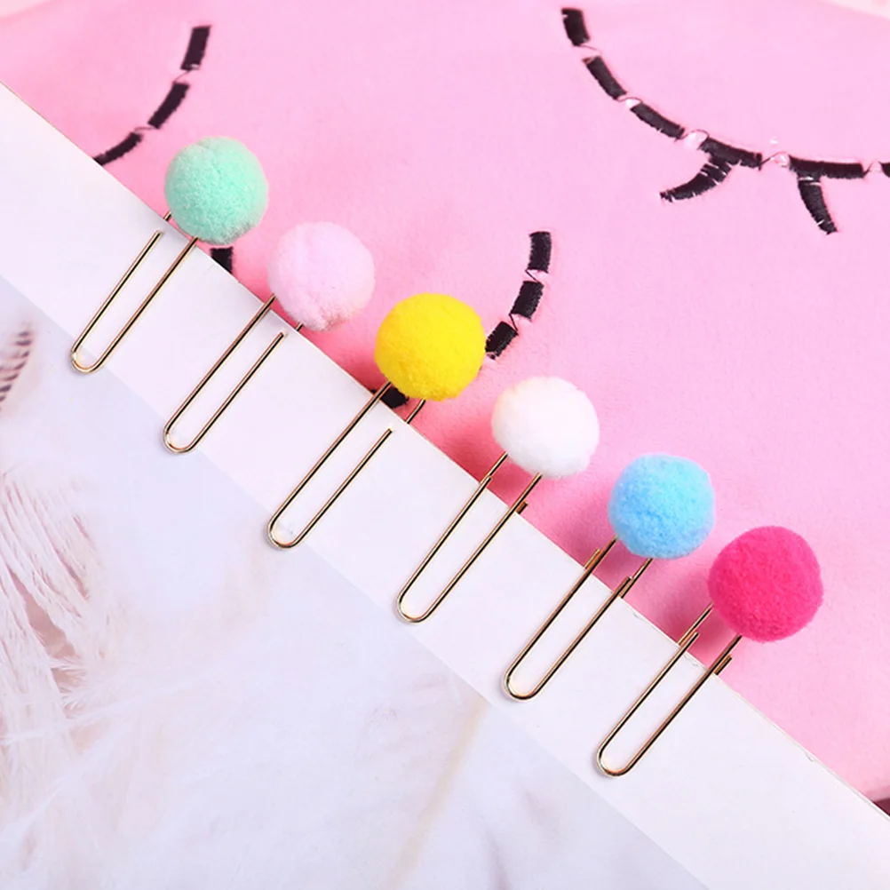 

30pcs Paper Clips Kawaii Plush Ball Bookmark Clip Memo Clip Paper Clip Bookmark Novelty Gift (Mixed Color)