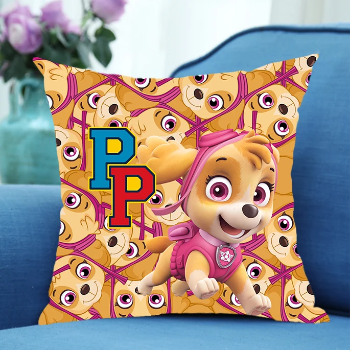 45x45cm Paw Patrol Pillowcase Cartoon Chase Skye Allover Printed Sofa Peach Skin Velvet Cushion Cover Bedroom Bedding Decorative