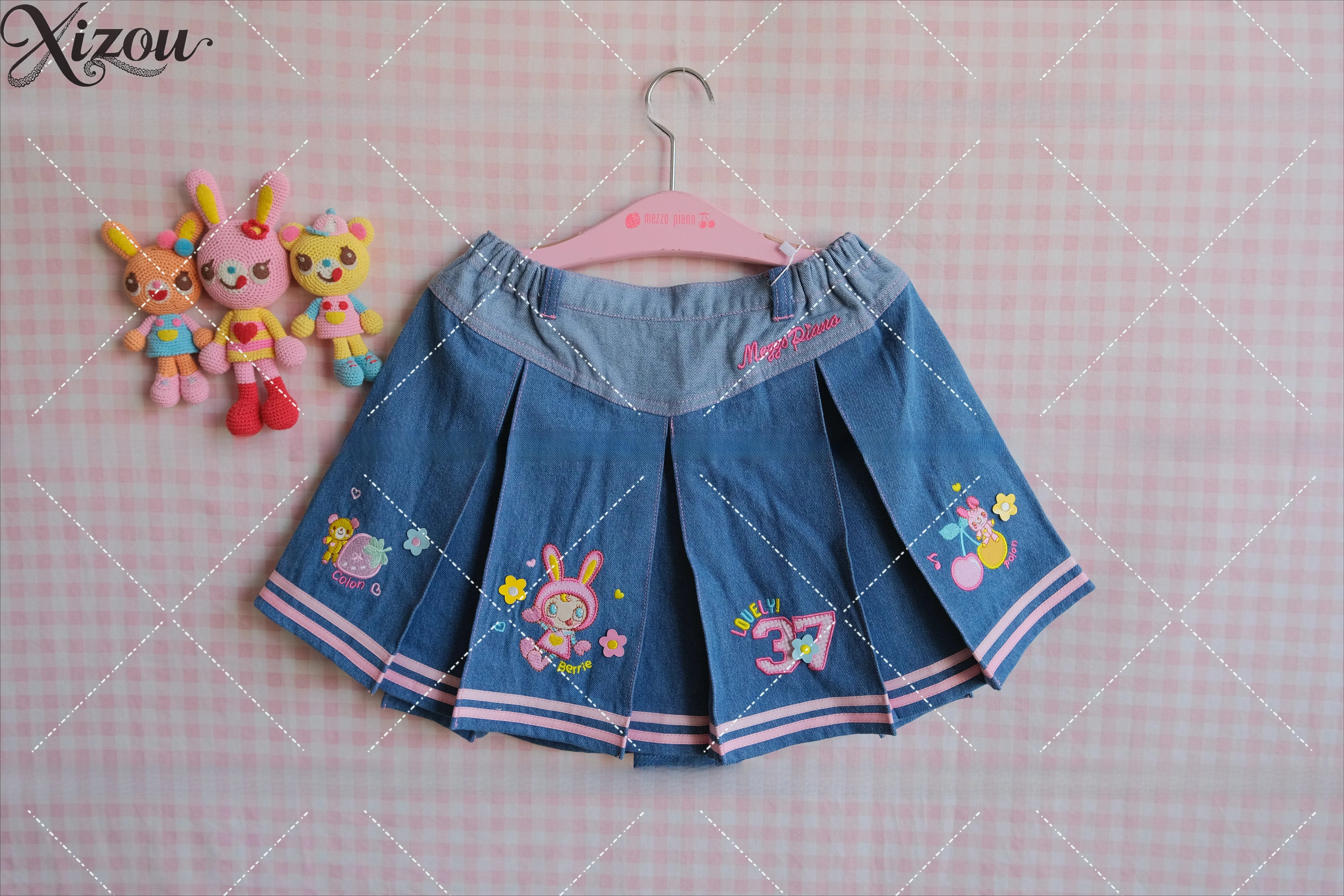 

Japanese Cute Sweet Soft Girl Y2k Women Daughter Pleated Skirt 2026 American Vintage High Waist Denim Kawaii Spring Casual Party