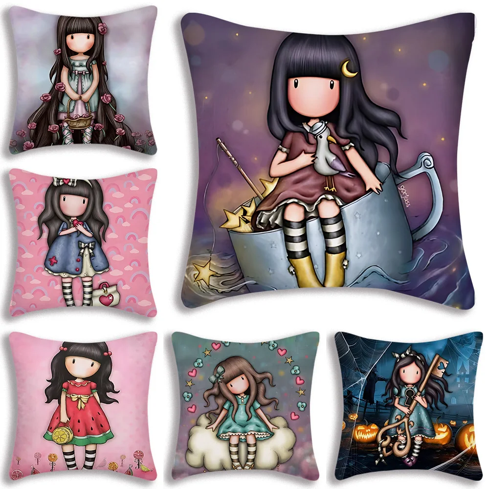 Pillow Covers Cartoon Santoro Gorjuss Sofa Decorative Home Double-sided Printing Short Plush Cute Cushion Cover