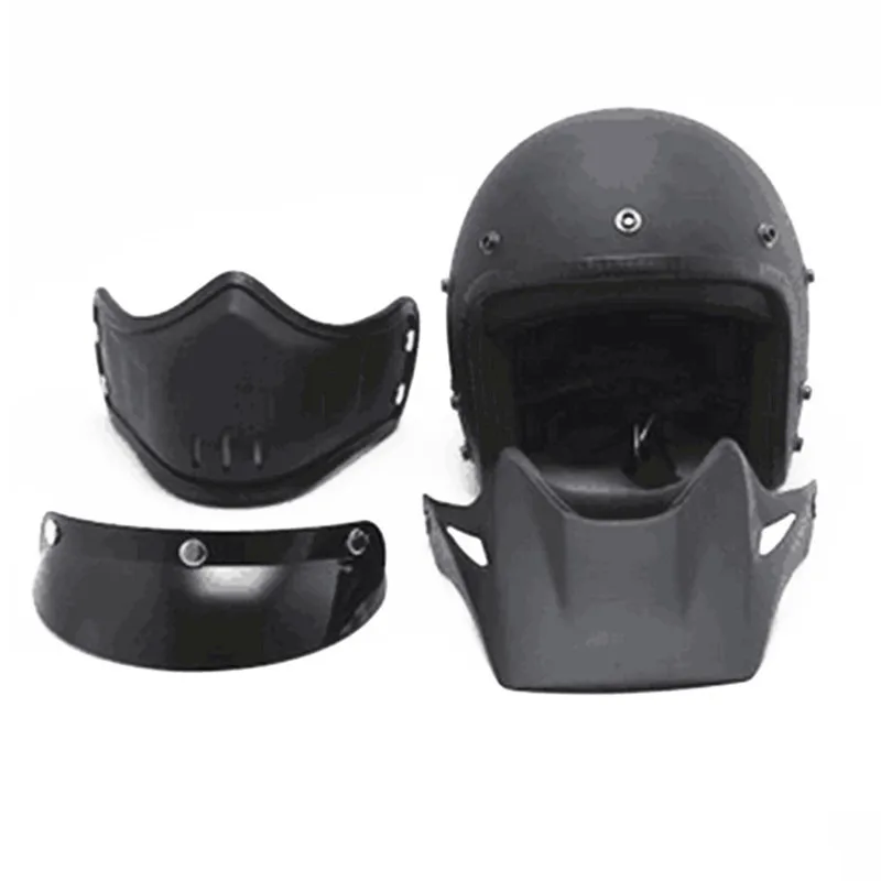 Matte Black DOT Motorcycle Helmet Retro Cafe Racer  Vintage Motocross Open  Kask Full Face Casco Modular Ce