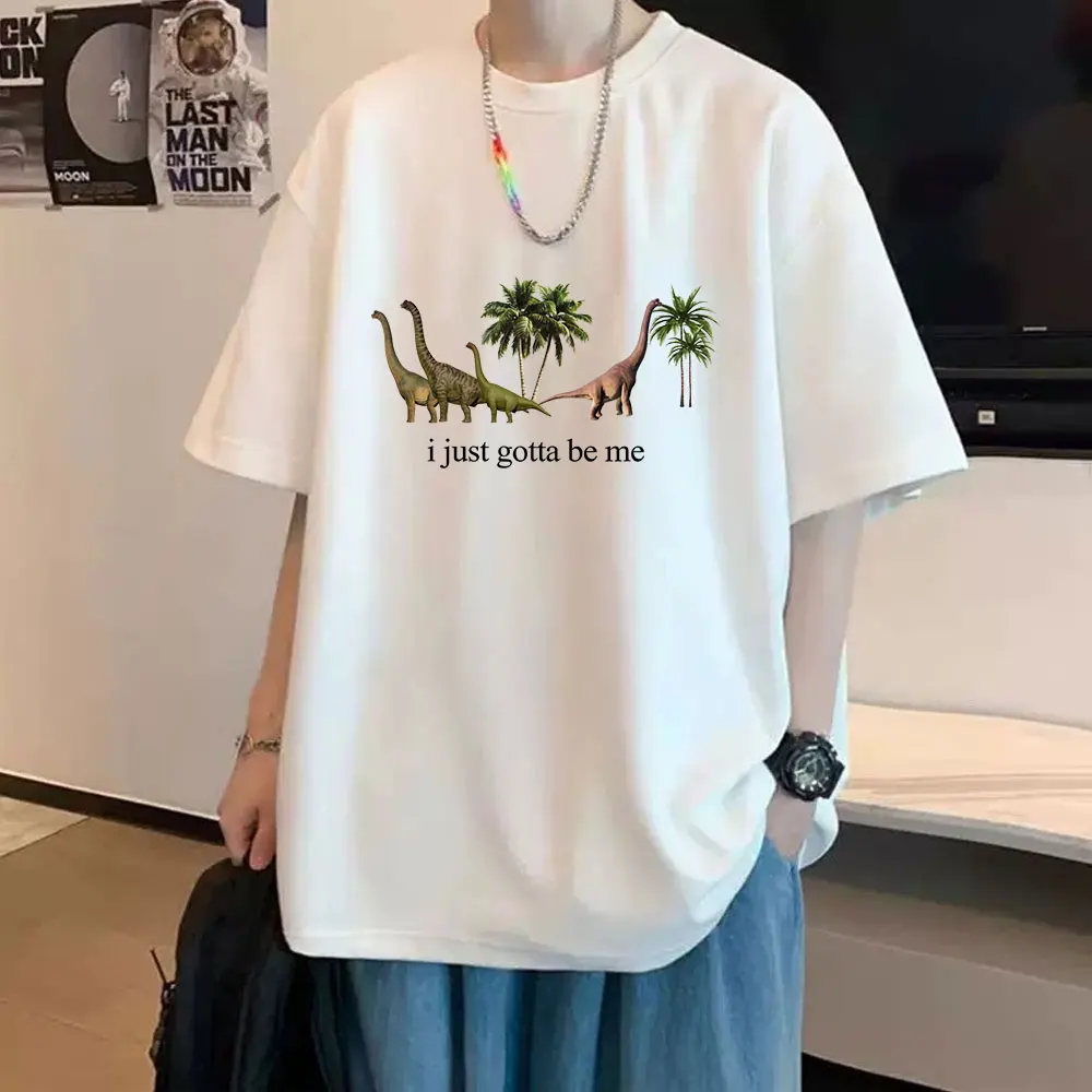 أنا فقط أن أكون لي مضحك ديناصور ميمي تي شيرت الرجال النساء الملابس موضة Harajuku تي شيرت عادية القطن قصير الأكمام تي شيرت