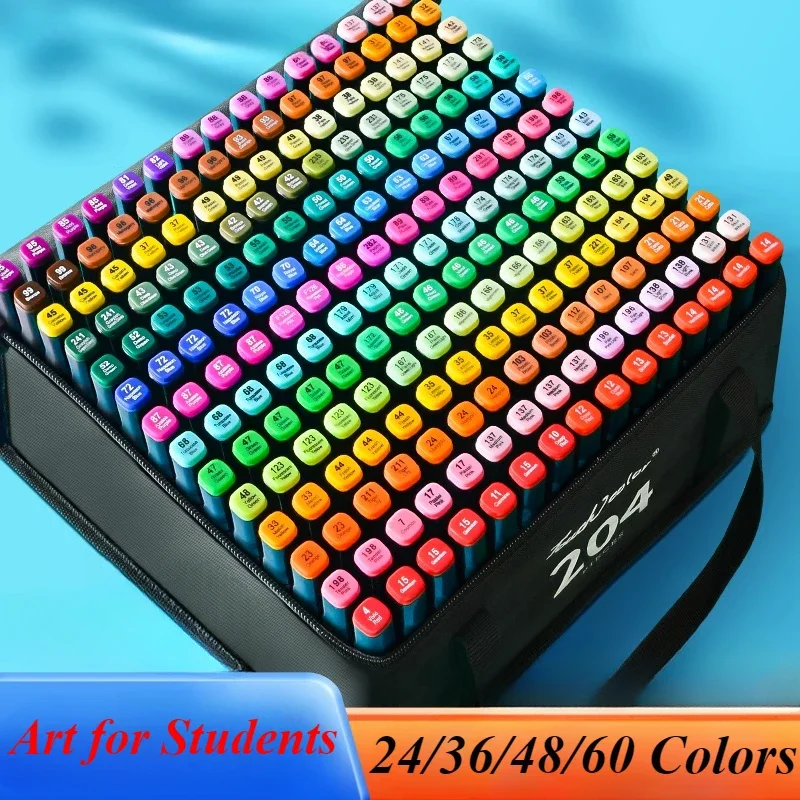 24/36/48/60 Colors Touch Color Markers School Students Set Children's Watercolor Pencils Double-ended Art Brush Color Pencils