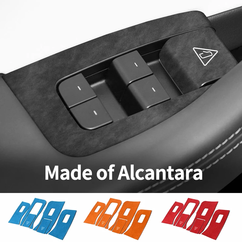 Para Tesla Model 3 Highland (2024-), Cubierta de Panel de Interruptores de Ventana en Alcántara, Marco Decorativo Adhesivo, Accesorio de Tuning Interior para Auto