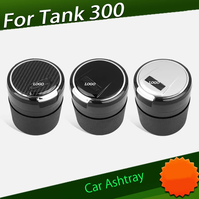 Car Ashtray Fit for Tank 300 Interior Modification Ceramic Car Ash Box Anti-fly Ash Belt Led Light with Cover Interior Trim Part