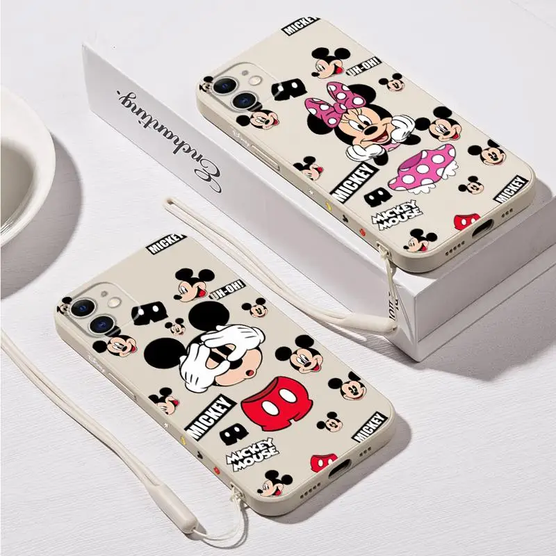 

Disney Mickey Minnie Cute Case For Apple iPhone 15 11 13 14 Pro Max 12 X XR XS Max 7 8 6 6S Plus Soft Liquid Phone Cover