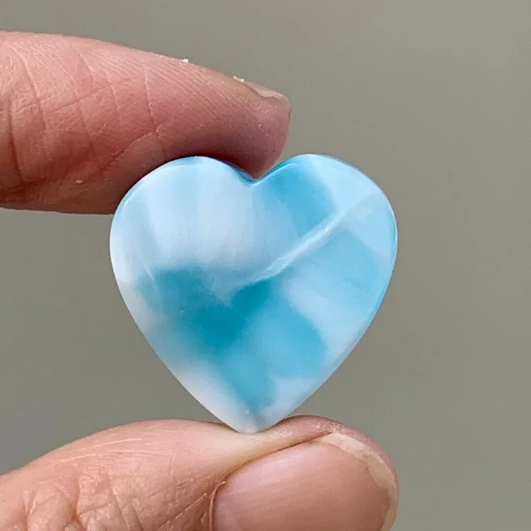 Top Natural Blue Larimar Heart Pendant For Woman 24x25mm  Clear Water Pattern Stone Crystal Jewelry