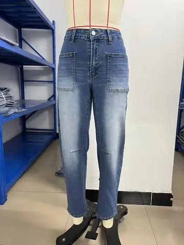 Женские прямые джинсы из полиэстера  Midi, осенние