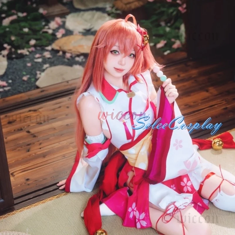 Costume de Cosplay Sakura ata ko avec Perruque VTuber Hololive, Accessoires de ixd'Halloween et de Noël