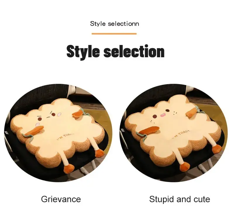 1pc Simulation Bread Toast Cushion Stuffed Memory Foam Pillow Sofa Chair Decor Seat Cushion Cute Student Chair Pad