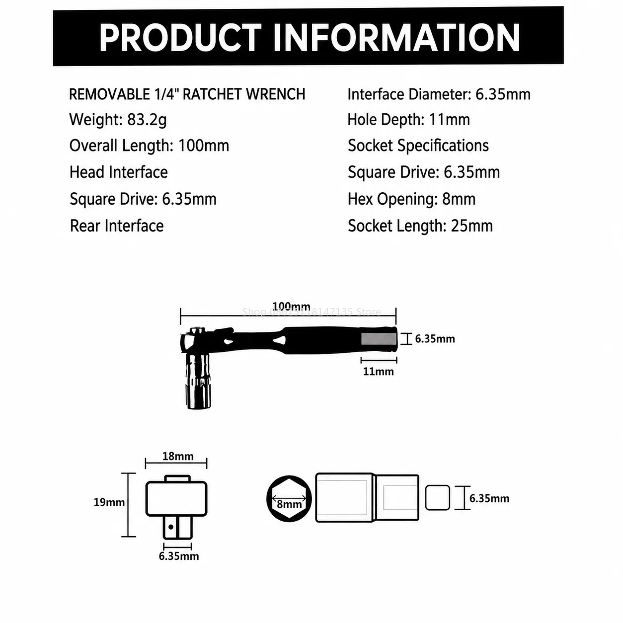 8mm Hex Socket Propeller Removal Tool with 1/4 Inch Drive Prop Wrench for 2207 2306 Brushless Motors FPV Racing Quadcopter view 2