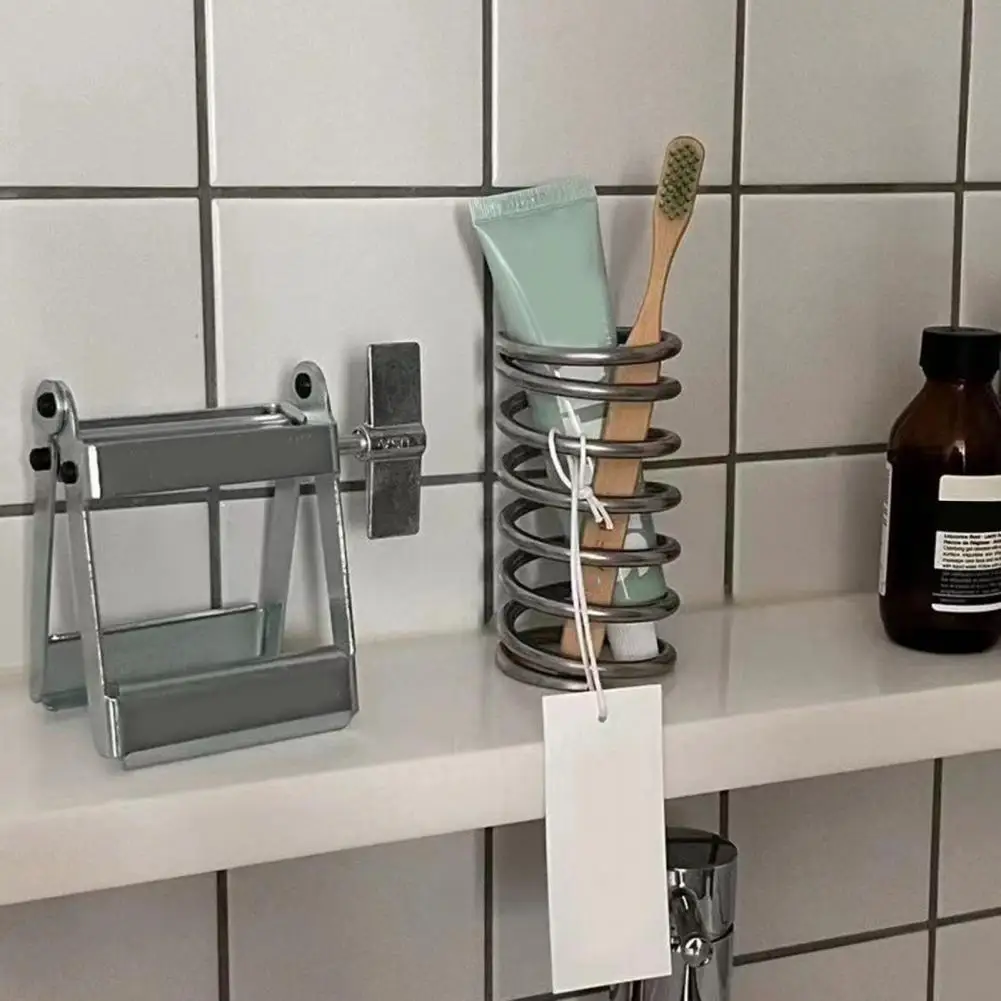 Estante para brochas de maquillaje, soporte para cepillos de dientes con forma de resorte, organizador de bolígrafos para baño para organización, ahorro de espacio