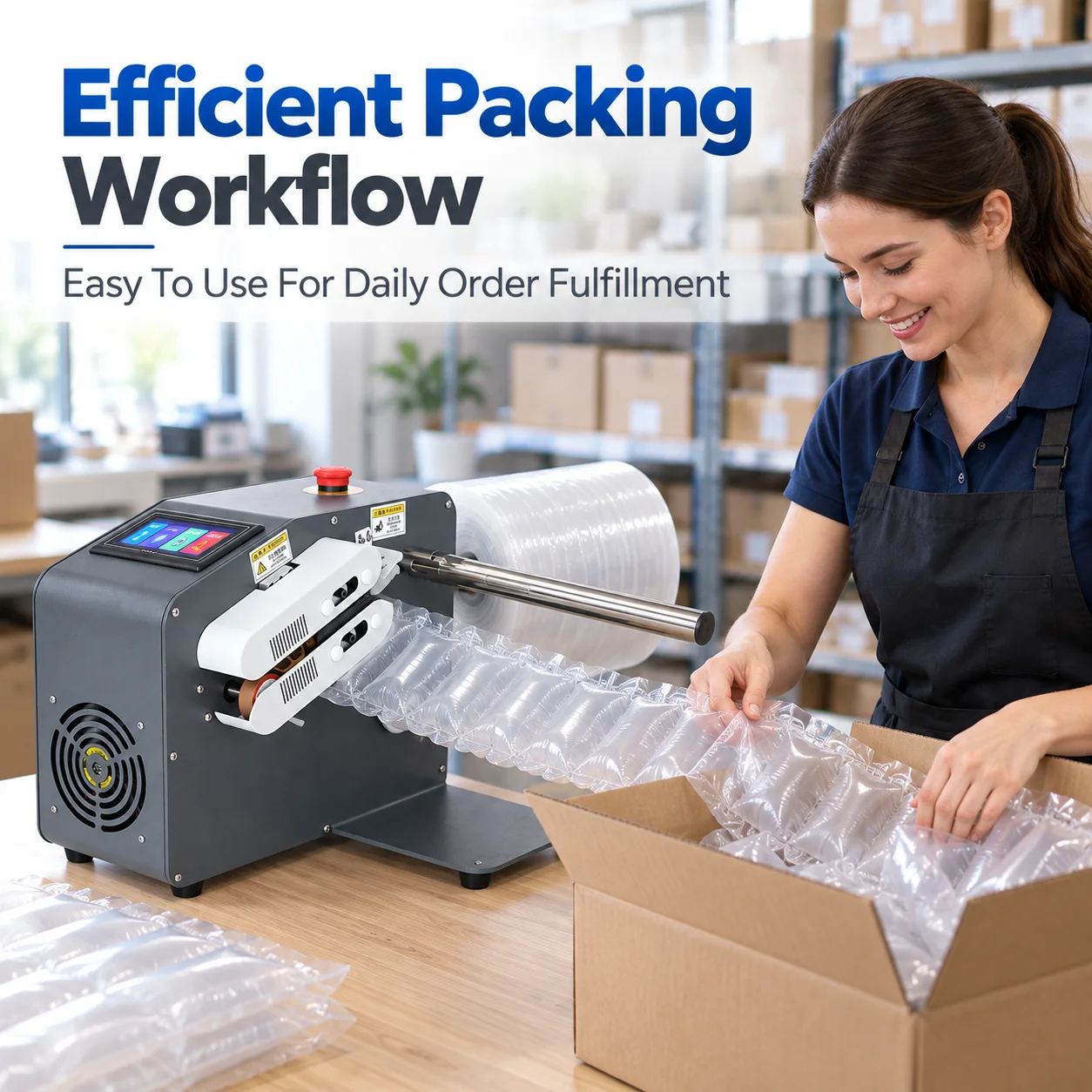 AOLIVIYA Air Cushion Machine Bubble Wrap Inflator Air Pillow Maker Protective Packaging Machine 28M Min 450W