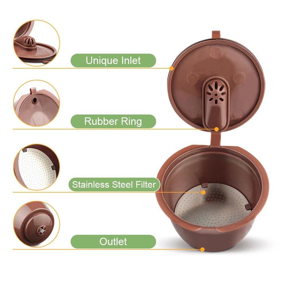 Reusable Coffee Capsule Filter Cup For Nescafe Dolce Gusto Refillable Caps Spoon Coffee Strainer Tea Basket Kitchen Accessory