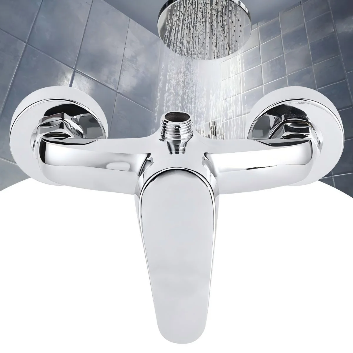 1 Stück verchromter Kunststoff-Stahl-Duscharmatur, modernes Design, hitzebeständig, zur Wandmontage, mit Keramikventilkern, inklusive Montagematerial, ideal für Badezimmer mit Warm- und Kaltwasser.