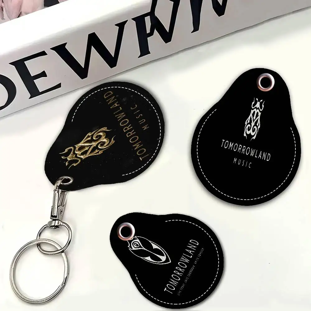 Tomorrowland Music Logo المرأة البسيطة بو الجلود حالة المفاتيح الوصول حافظة للبطاقات مفتاح العلامة حلقة شارة صغيرة حلقة رئيسية قفل الباب العلامات