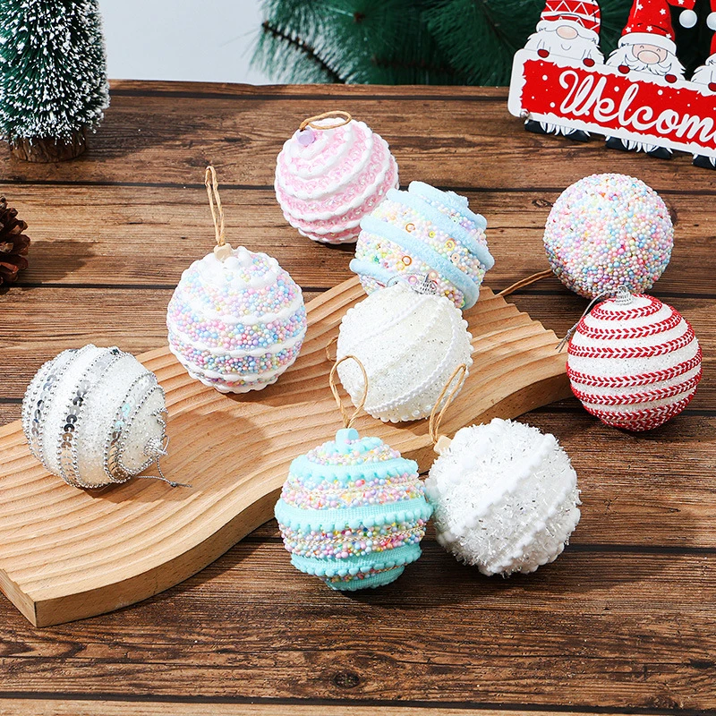 8CM Christmas Ball Ornaments Set 3Pcs Pastel Ball Hanging Decorations Shatterproof Baubles for Party