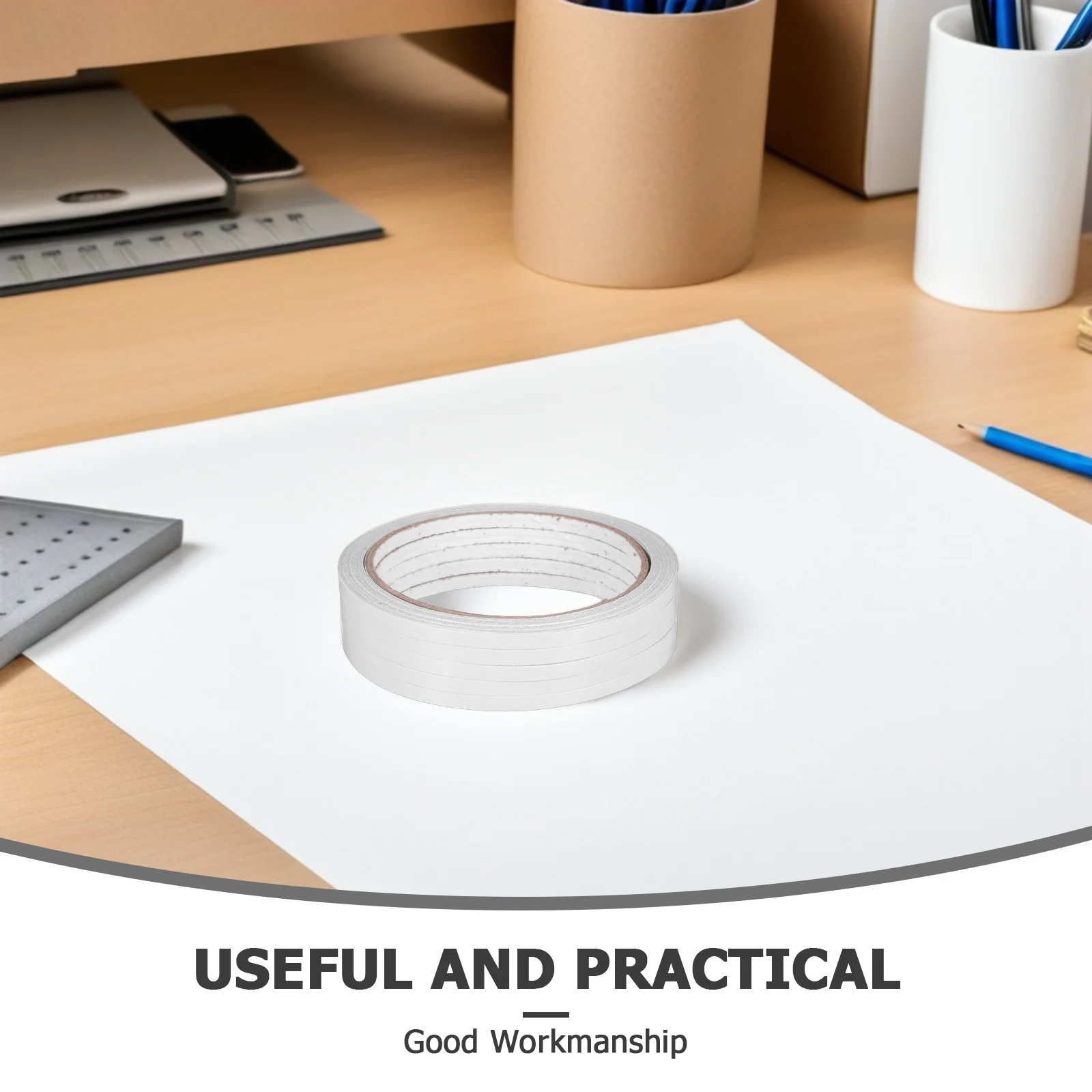 5pcs 1200X0.5Cm Double-Sided Adhesive Tape Heavy Duty Craft Mounting Tape For Office School Supplies Scrapbooking Diy Projects