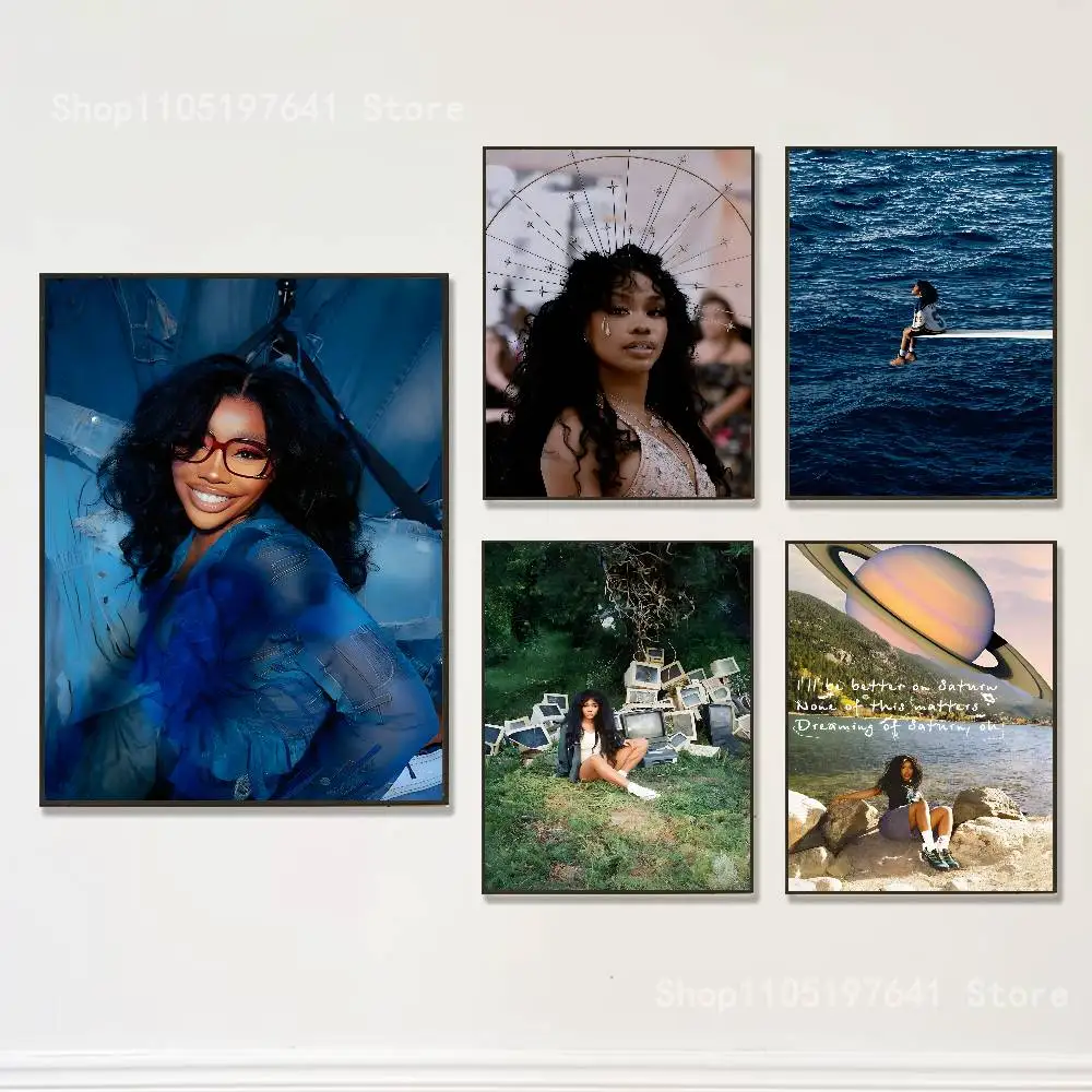 

Saturn Singer S-SZA Poster Prints Wall Art Picture Painting Gift Living Room Restaurant Bar Large Dec Sticker