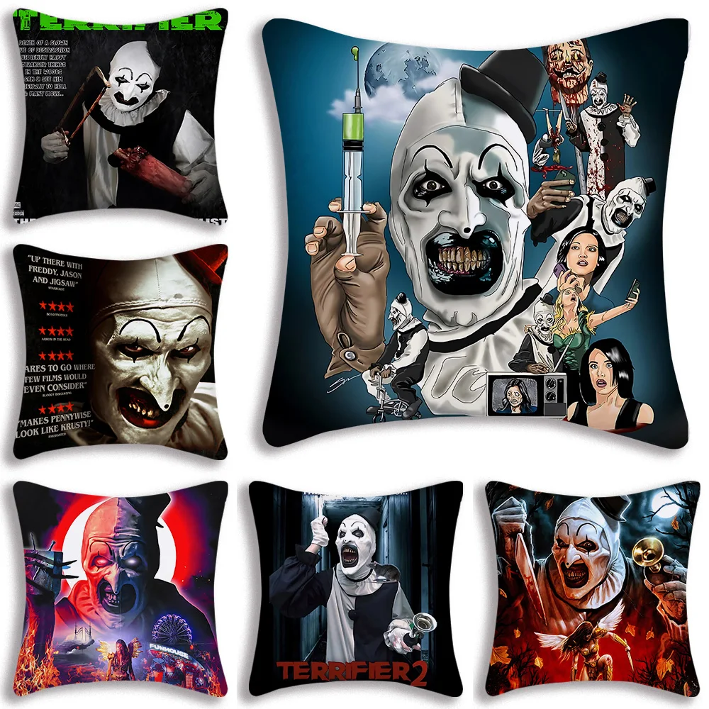 Classic Movie Terrifier Pillow Covers Cartoon Sofa Decorative Home Double-sided Printing Short Plush Cute Cushion Cover