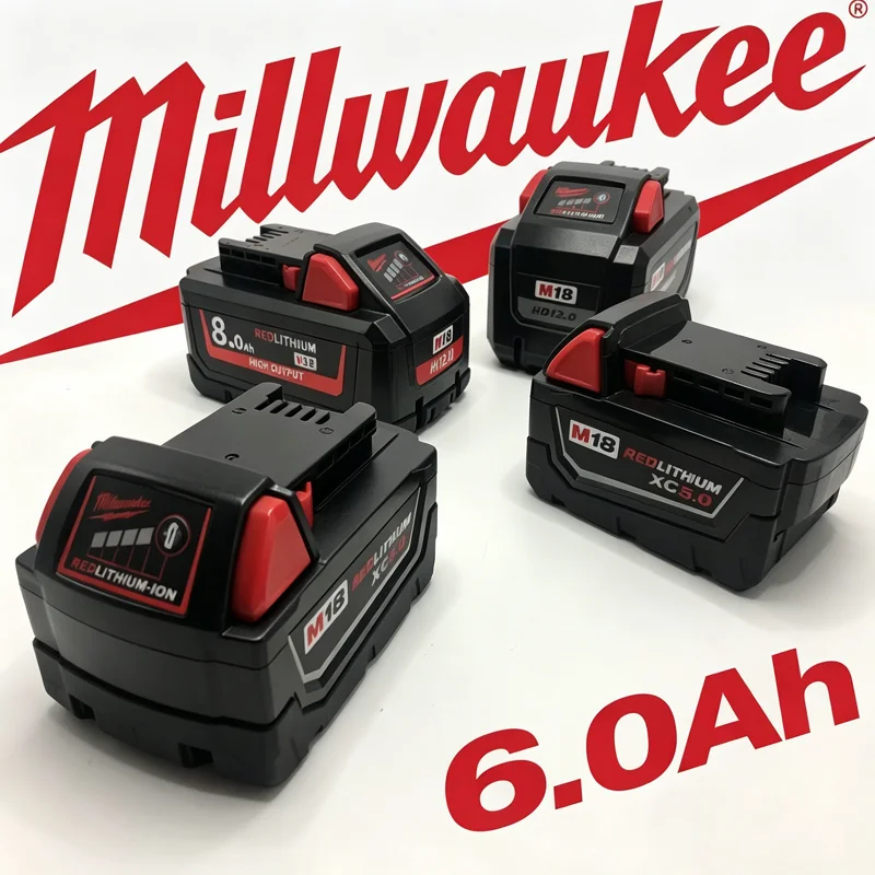 

Original Milwaukee M18 18V 5.0Ah 6.0Ah 8.0Ah 12.0Ah Li-ion Battery,Compatible Milwaukee Power Tools M18B6 48-11-1840 48-11-1850