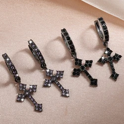 Classic Cross Point-Drill Crystal Replaceable Exquisite White Color Earrings For Women Men Hiphop Party Jewelry Gifts