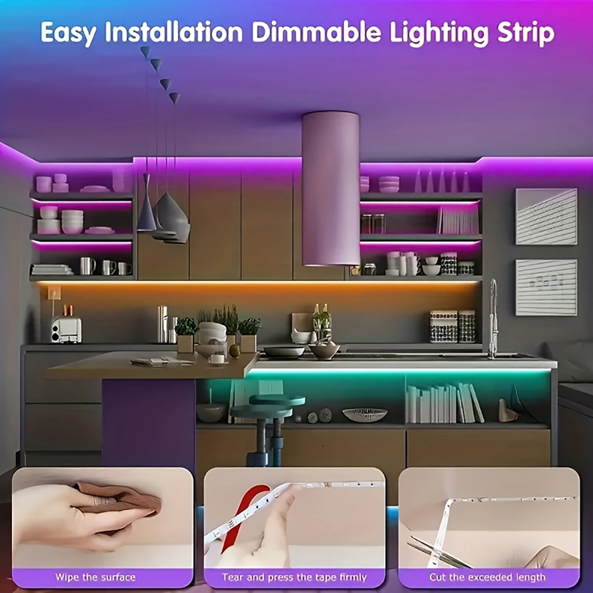 RGB Led Strip Lights with Remote Control Tape Lights Led Wall Room for Home Bedroom Party Decor TV Backlight