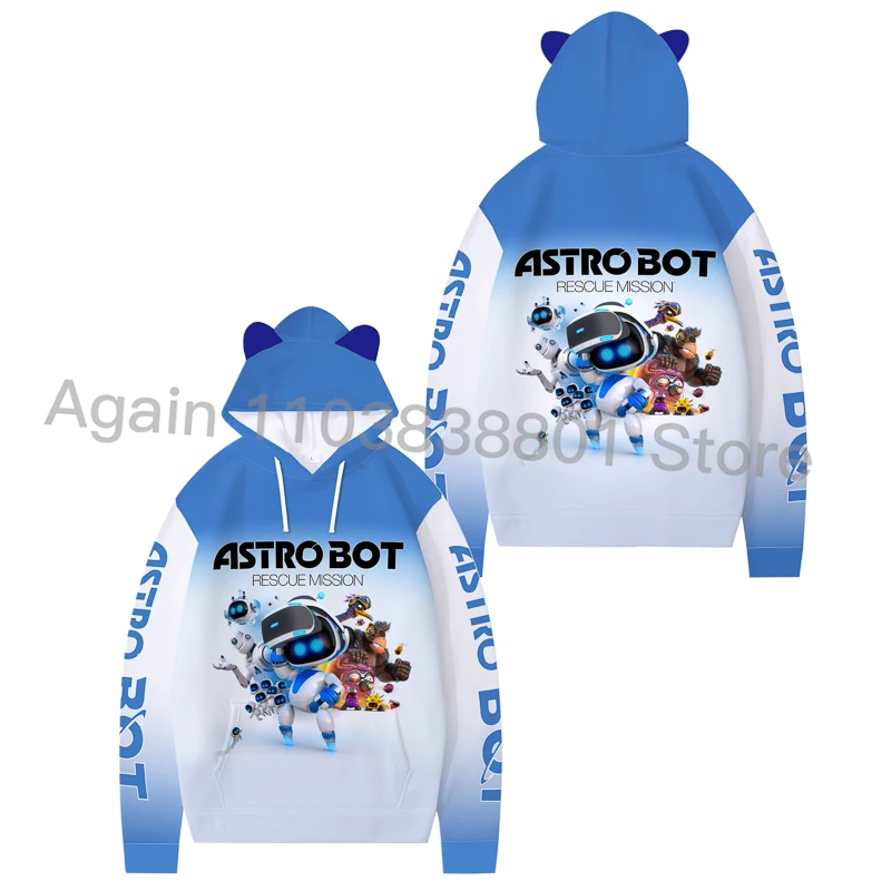 ASTRO BOT Hoodie Sweatshirt Personality Men Women 3D Clothes Fashion Cat's ears Streetwear Tops Kawaii Kids Pullover size100-4XL