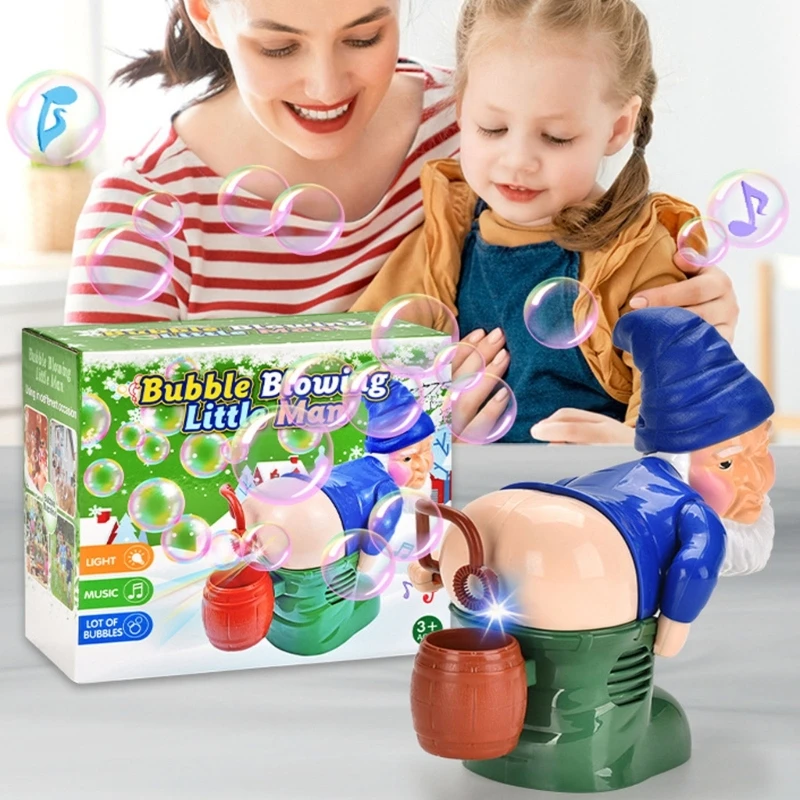 Christmas Theme Bubble Blower Machine With Light Sound Dwarf Design Bubble Toy For Children Party Celebration Gathering 15UB