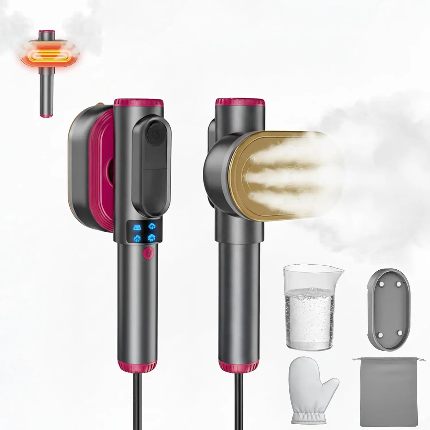 

Handheld Clothes Steamer with LCD Display, 15s Heat-Up, Includes Accessories, Lightweight 0.8lbs for Home & Travel